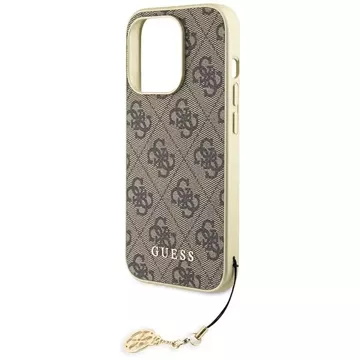 Etui Guess GUHCP15LGF4GBR pro iPhone 15 Pro 6,1" brązowý/hnědý pevný obal 4G Charms Collection