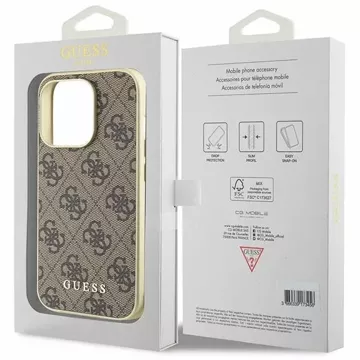 Etui Guess GUHCP15LGF4GBR pro iPhone 15 Pro 6,1" brązowý/hnědý pevný obal 4G Charms Collection