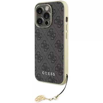 Etui Guess GUHCP15LGF4GGR pro iPhone 15 Pro 6,1" szary/šedé pevné pouzdro 4G Charms Collection