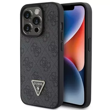 Etui Guess GUHCP15LP4TDPK pro iPhone 15 Pro 6,1" černý/černý pevný kožený 4G diamantový trojúhelník