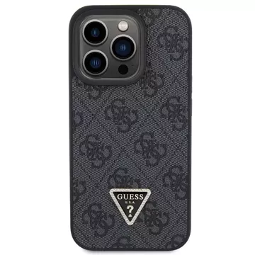 Etui Guess GUHCP15LP4TDPK pro iPhone 15 Pro 6,1" černý/černý pevný kožený 4G diamantový trojúhelník