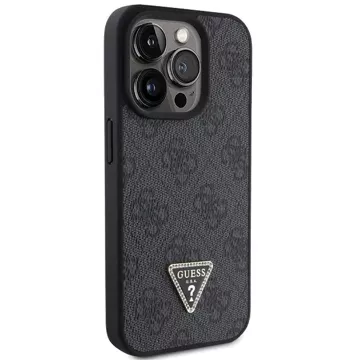 Etui Guess GUHCP15LP4TDPK pro iPhone 15 Pro 6,1" černý/černý pevný kožený 4G diamantový trojúhelník