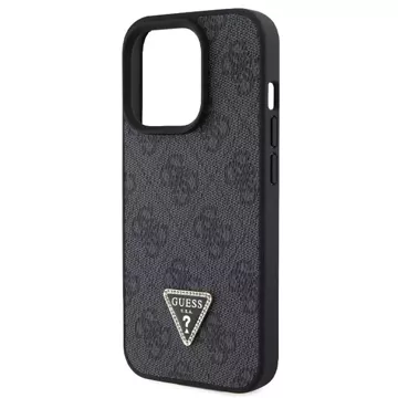 Etui Guess GUHCP15LP4TDPK pro iPhone 15 Pro 6,1" černý/černý pevný kožený 4G diamantový trojúhelník