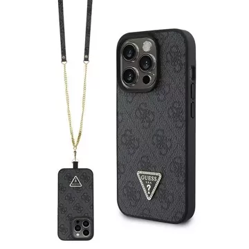 Etui Guess GUHCP15LP4TDSCPK pro iPhone 15 Pro 6,1" černé/černé pevné pouzdro Crossbody 4G kovové logo