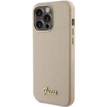 Etui Guess GUHCP15LPGMCSD na iPhone 15 Pro 6,1" złoty/světle zlaté pevné pouzdro Glitter Glossy Script