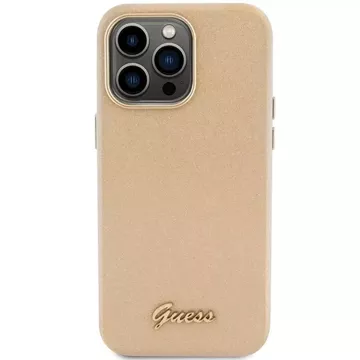 Etui Guess GUHCP15LPGMCSD na iPhone 15 Pro 6,1" złoty/světle zlaté pevné pouzdro Glitter Glossy Script