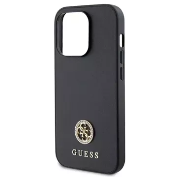 Etui Guess GUHCP15LPS4DGPK pro iPhone 15 Pro 6,1" černý/černý pevný obal Strass Metal Logo