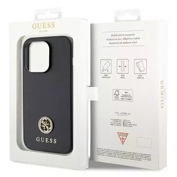 Etui Guess GUHCP15LPS4DGPK pro iPhone 15 Pro 6,1" černý/černý pevný obal Strass Metal Logo