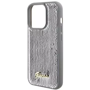 Etui Guess GUHCP15LPSFDGSS pro iPhone 15 Pro 6,1" srebrný/stříbrný pevný obal Sequin Script Metal