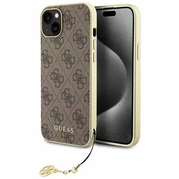 Etui Guess GUHCP15MGF4GBR pro iPhone 15 Plus 6,7" pevný obal 4G Charms Collection brązowy/hnědý