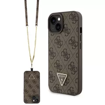 Etui Guess GUHCP15MP4TDSCPW na iPhone 15 Plus 6,7" pevné pouzdro Crossbody 4G kovové logo brązowy/hnědé