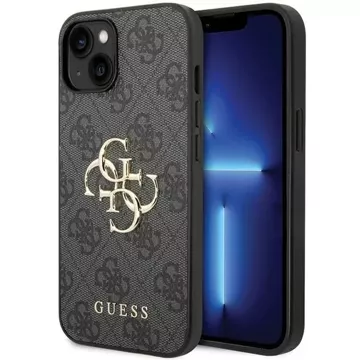 Etui Guess GUHCP15S4GMGGR pro iPhone 15 6,1" szary/šedý pevný obal 4G velké kovové logo