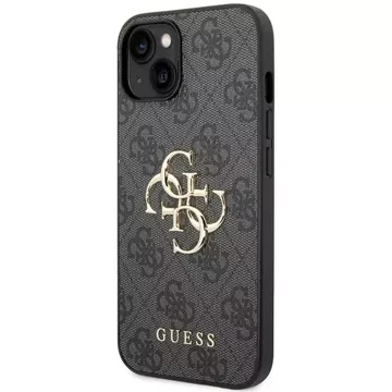 Etui Guess GUHCP15S4GMGGR pro iPhone 15 6,1" szary/šedý pevný obal 4G velké kovové logo