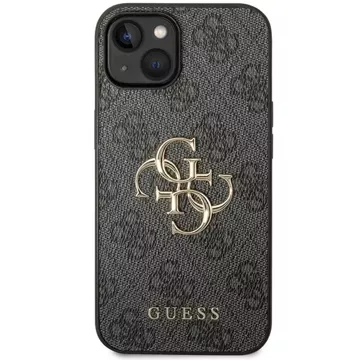 Etui Guess GUHCP15S4GMGGR pro iPhone 15 6,1" szary/šedý pevný obal 4G velké kovové logo