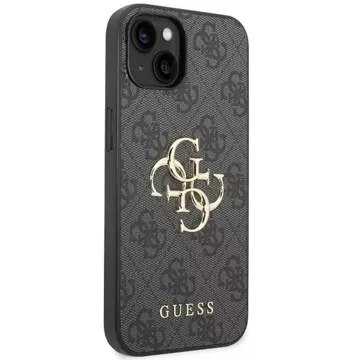 Etui Guess GUHCP15S4GMGGR pro iPhone 15 6,1" szary/šedý pevný obal 4G velké kovové logo