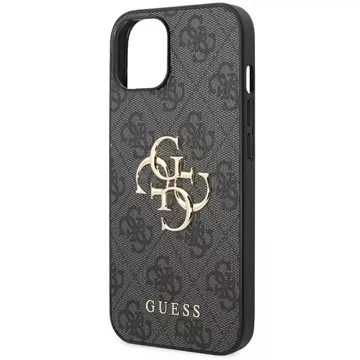 Etui Guess GUHCP15S4GMGGR pro iPhone 15 6,1" szary/šedý pevný obal 4G velké kovové logo