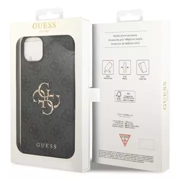 Etui Guess GUHCP15S4GMGGR pro iPhone 15 6,1" szary/šedý pevný obal 4G velké kovové logo