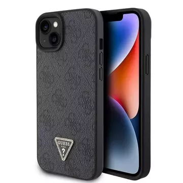 Etui Guess GUHCP15SP4TDPK pro iPhone 15 6,1" černý/černý pevný kožený 4G diamantový trojúhelník