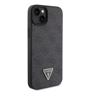 Etui Guess GUHCP15SP4TDPK pro iPhone 15 6,1" černý/černý pevný kožený 4G diamantový trojúhelník