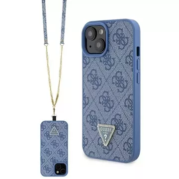 Etui Guess GUHCP15SP4TDSCPB pro iPhone 15 6,1" niebieski/modrý pevný obal Crossbody 4G kovové logo