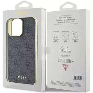 Etui Guess GUHCP15XGF4GGR pro iPhone 15 Pro Max 6,7" szary/grey hardcase 4G Charms Collection