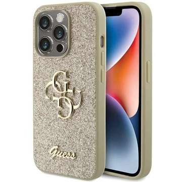 Etui Guess GUHCP15XHG4SGD pro iPhone 15 Pro Max 6,7" zlatý/zlatý pevný obal Glitter Script Big 4G