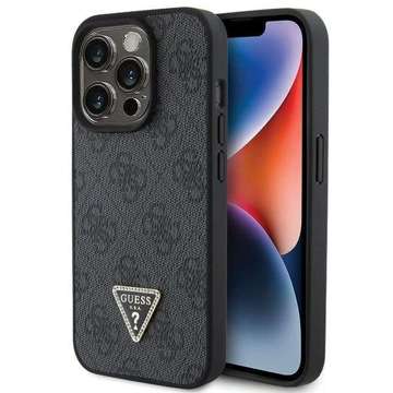 Etui Guess GUHCP15XP4TDPK pro iPhone 15 Pro Max 6,7" černé/černé pevné pouzdro z kůže 4G diamantový trojúhelník