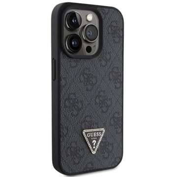 Etui Guess GUHCP15XP4TDPK pro iPhone 15 Pro Max 6,7" černé/černé pevné pouzdro z kůže 4G diamantový trojúhelník