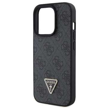 Etui Guess GUHCP15XP4TDPK pro iPhone 15 Pro Max 6,7" černé/černé pevné pouzdro z kůže 4G diamantový trojúhelník