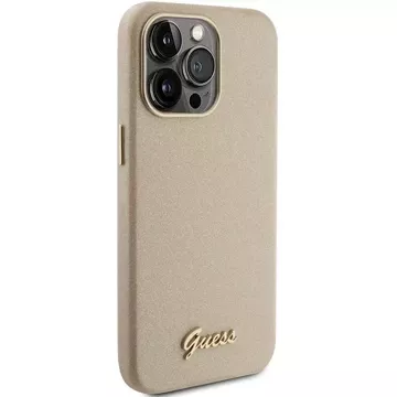 Etui Guess GUHCP15XPGMCSD pro iPhone 15 Pro Max 6,7" złoty/světle zlaté pevné pouzdro Glitter Glossy Script