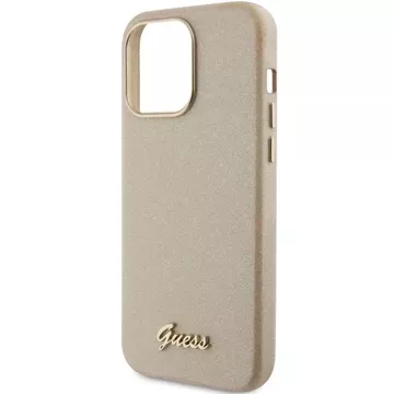 Etui Guess GUHCP15XPGMCSD pro iPhone 15 Pro Max 6,7" złoty/světle zlaté pevné pouzdro Glitter Glossy Script