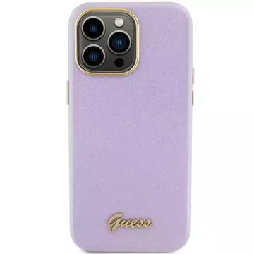 Etui Guess GUHCP15XPGMCSL pro iPhone 15 Pro Max 6,7" liliově/lila pevný obal Glitter Glossy Script