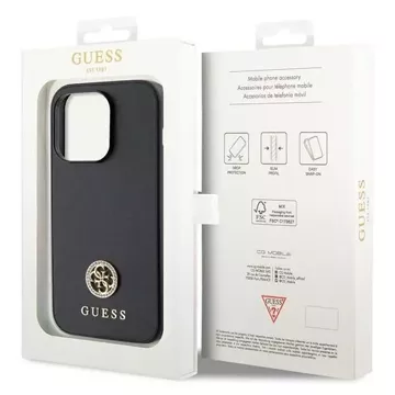 Etui Guess GUHCP15XPS4DGPK pro iPhone 15 Pro Max 6,7" černý/černý pevný obal Strass Metal Logo