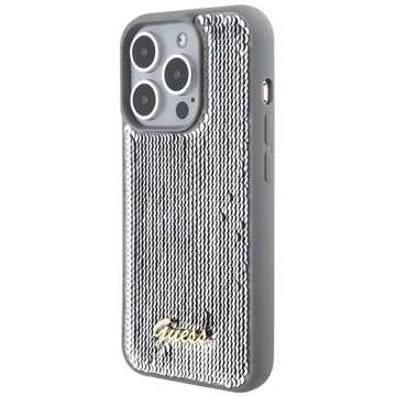 Etui Guess GUHCP15XPSFDGSS pro iPhone 15 Pro Max 6,7" srebrný/stříbrný pevný obal Sequin Script Metal