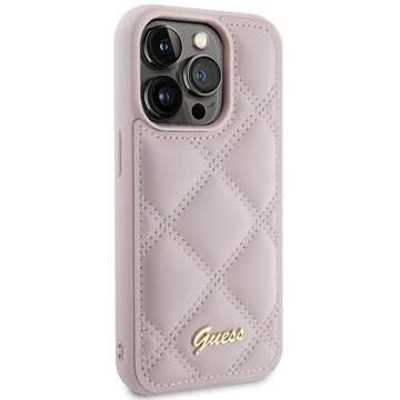 Etui Guess GUHCP15XPSQSQSP pro iPhone 15 Pro Max 6,7" różowy/růžové pevné pouzdro prošívané kovové logo