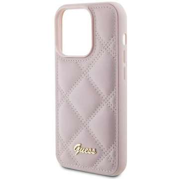 Etui Guess GUHCP15XPSQSQSP pro iPhone 15 Pro Max 6,7" różowy/růžové pevné pouzdro prošívané kovové logo