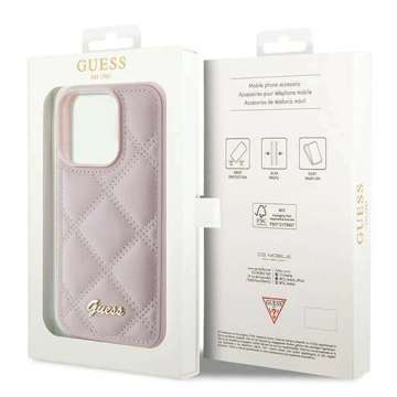 Etui Guess GUHCP15XPSQSQSP pro iPhone 15 Pro Max 6,7" różowy/růžové pevné pouzdro prošívané kovové logo