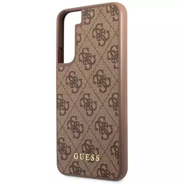 Etui Guess GUHCS23SG4GFBR pro Samsung Galaxy S23 S911 brązowy/hnědé pevné pouzdro 4G kovové zlaté logo