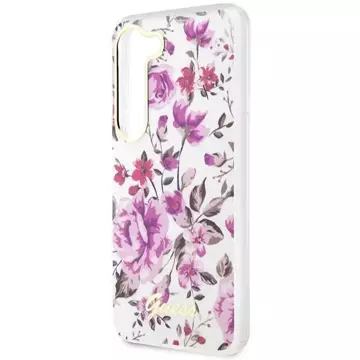 Etui Guess GUHCS23SHCFWST do Samsung Galaxy S23 S911 bílé/bílé pevné pouzdro Flower Collection