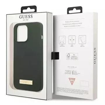 Etui Guess GUHMP13LSPLA pro iPhone 13 Pro / 13 6,1" pevné pouzdro silikonové logo Plate MagSafe