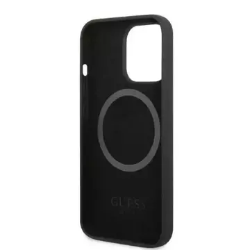 Etui Guess GUHMP13LSPLK pro Apple iPhone 13 Pro / 13 6,1" černý/černý pevný obal Silikonová deska s logem MagSafe