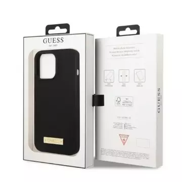 Etui Guess GUHMP13LSPLK pro Apple iPhone 13 Pro / 13 6,1" černý/černý pevný obal Silikonová deska s logem MagSafe