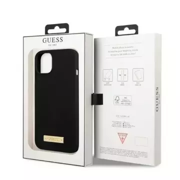 Etui Guess GUHMP13MSPLK do Apple iPhone 13 6,1" černé/černé pevné pouzdro Silikonová deska s logem MagSafe