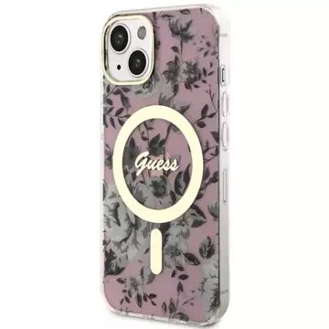 Etui Guess GUHMP14MHCFWSP pro iPhone 14 Plus 6,7" pevný obal Flower MagSafe