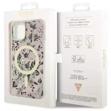 Etui Guess GUHMP14MHCFWSP pro iPhone 14 Plus 6,7" pevný obal Flower MagSafe