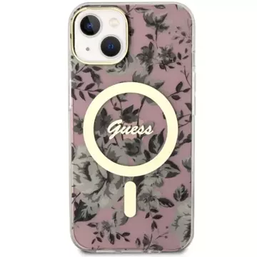 Etui Guess GUHMP14MHCFWSP pro iPhone 14 Plus 6,7" pevný obal Flower MagSafe