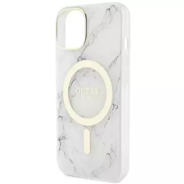 Etui Guess GUHMP14SPCUMAH pro iPhone 14 6,1" bílý/bílý pevný obal Marble MagSafe