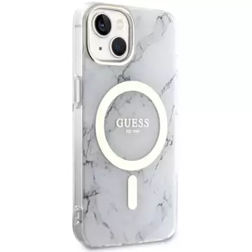 Etui Guess GUHMP14SPCUMAH pro iPhone 14 6,1" bílý/bílý pevný obal Marble MagSafe