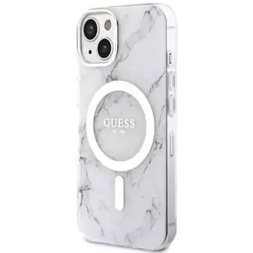 Etui Guess GUHMP14SPCUMAH pro iPhone 14 6,1" bílý/bílý pevný obal Marble MagSafe