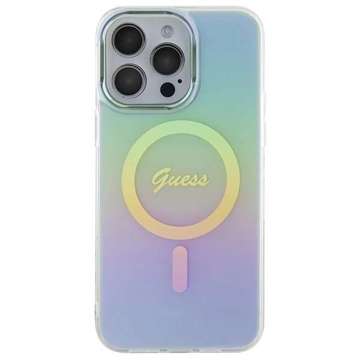 Etui Guess GUHMP15LHITSQ pro iPhone 15 Pro 6,1" turkusově/tyrkysové pevné pouzdro IML Iridescent MagSafe